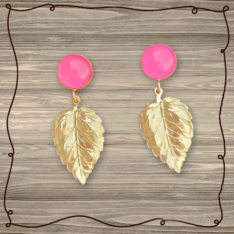 Blätter - Ohrringe in Pink