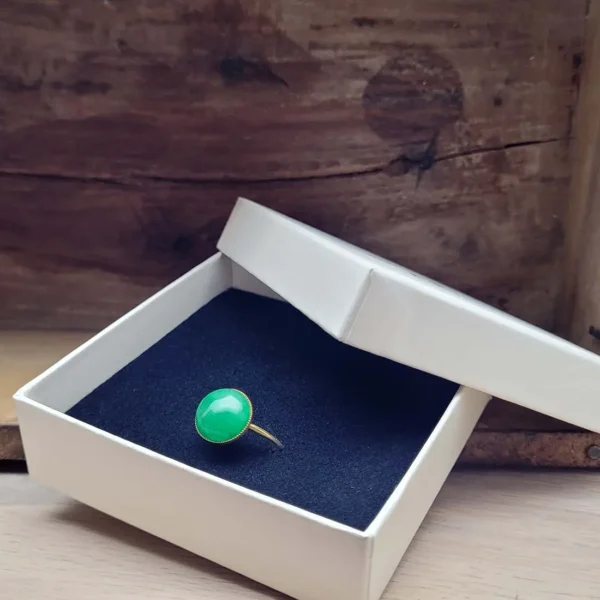 Jade Ring Grün, aus Silber vergoldet