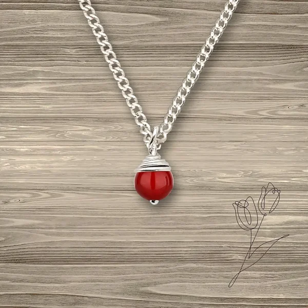 Perlenkette für Widder mit roter Karneol Perle